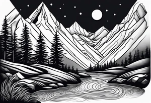 Mountain stream tattoo idea
