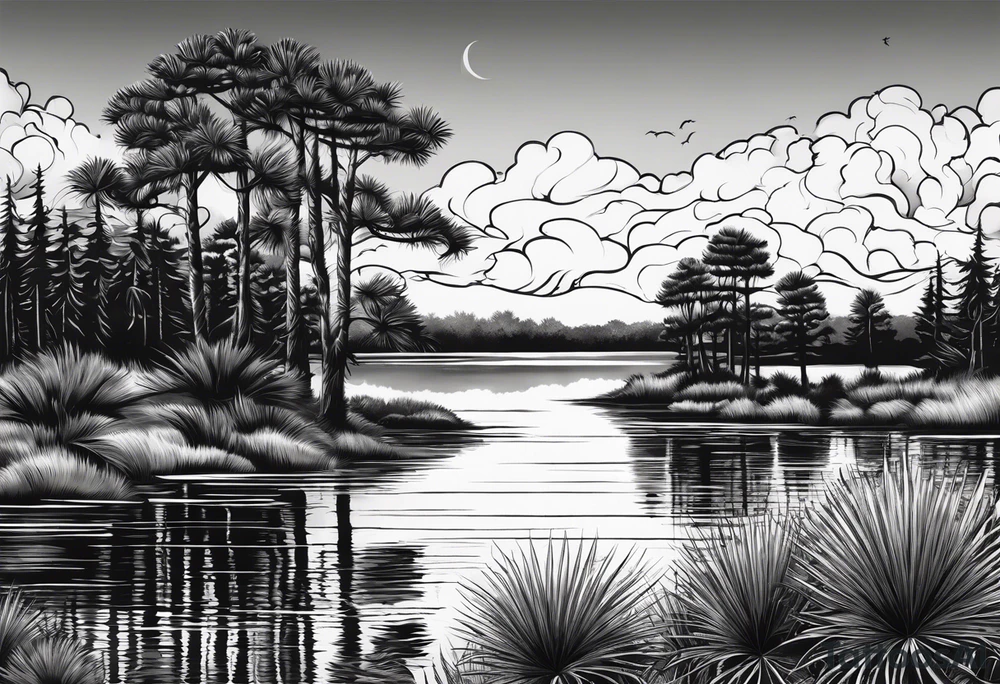 palmettoes and cypress trees tattoo idea