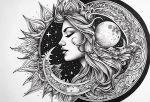 With all my heart and all my soul to the end of the universe To infinity and beyond.  sun and moon tattoo idea