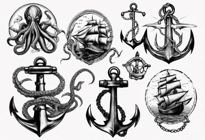 kraken wrapped around anchor tattoo idea