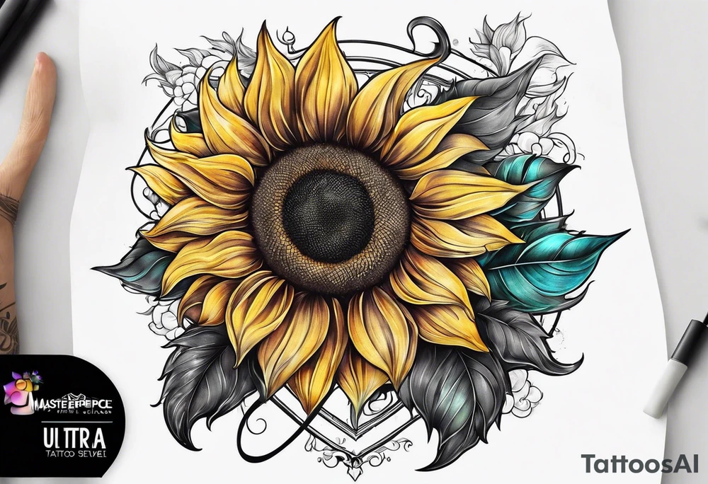 Sunflower viking sleeve tattoo idea
