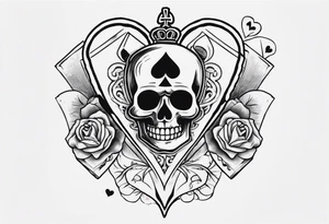 Skeleton stabbing the ace of hearts tattoo idea