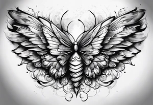 Leg sleeve Angel wing and butterfly tattoo idea