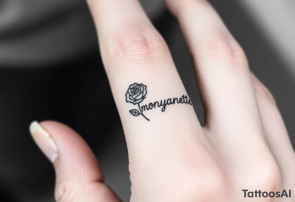 a rose seperate and a semicolon seperate from the name “monyanette” tattoo idea