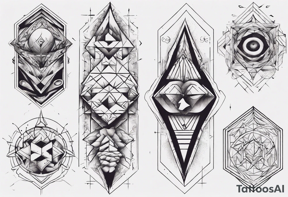 geometrical figures covering entire forearm tattoo idea