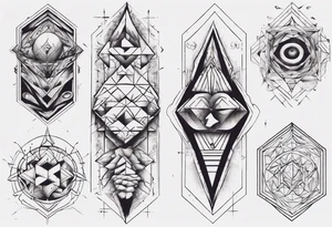geometrical figures covering entire forearm tattoo idea