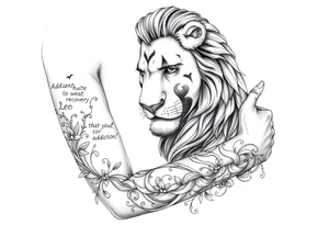 Leo who is hurt and trying to recover from addiction with quotes tattoo idea