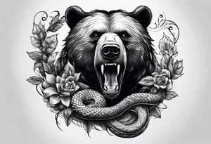 Bear with snake wrapped around it tattoo idea