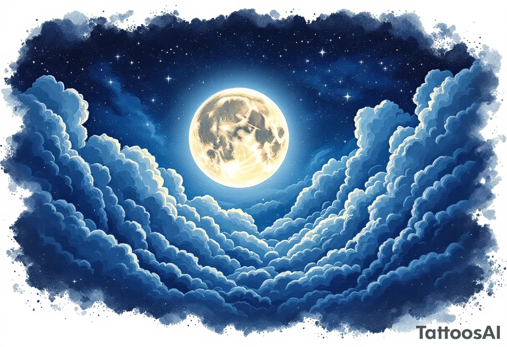 Night sky with moon tattoo idea