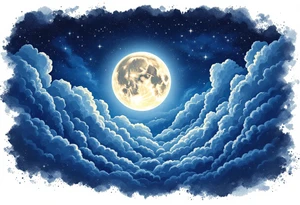 Night sky with moon tattoo idea