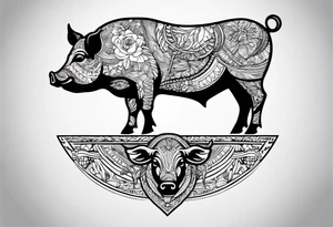 pig, cow, chicken and human footprints tattoo idea