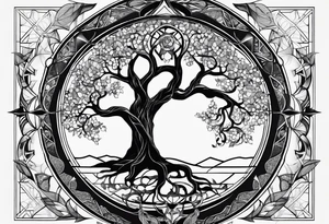 Sacred geometry. Tree of life going through a Taurus tattoo idea