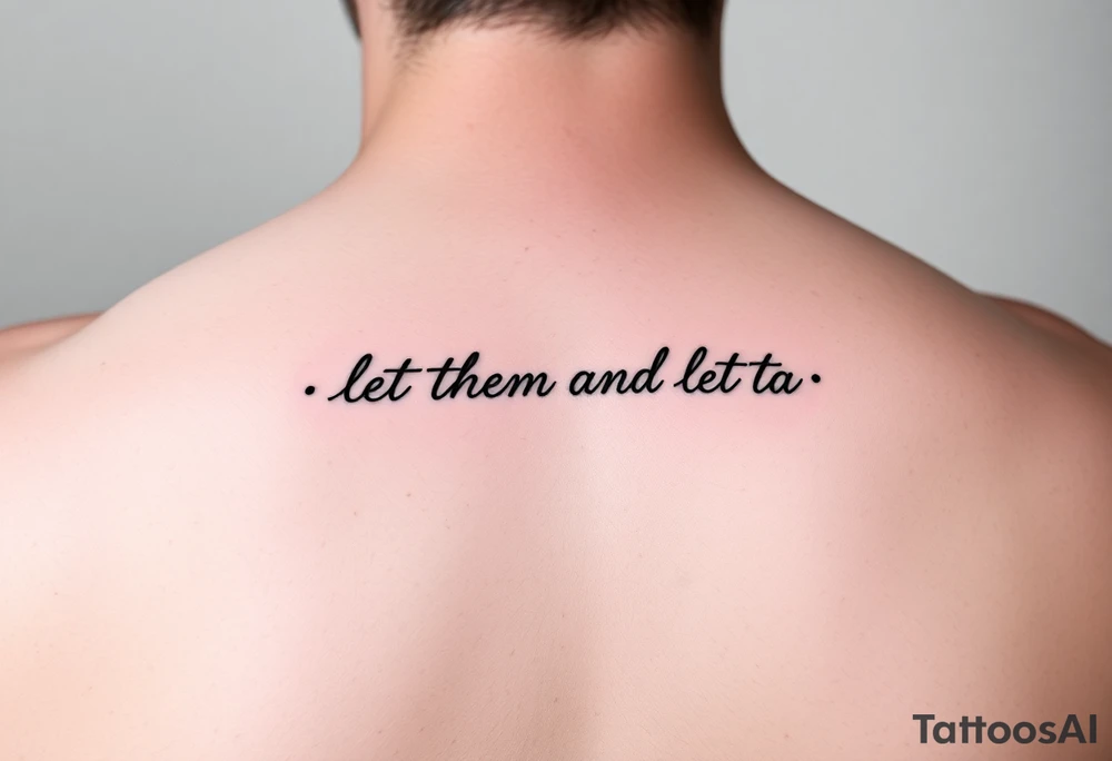 Small Fine line dainty cursive tattoo with the saying “let them and let me” on back tattoo idea