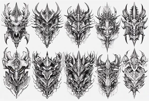 Dragon armor mechanical symmetrical tattoo idea