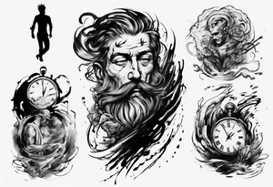 Brush stroke drawing a man and time tattoo idea