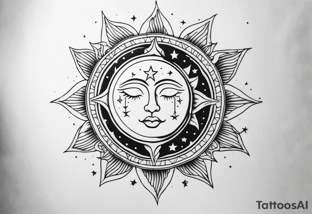 Sun and moon tattoo idea