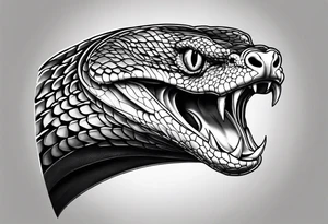 snake on left arm with an open mouth tattoo idea