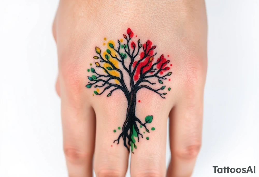 Tree of life half Jamaican colours half Irish colours tattoo idea