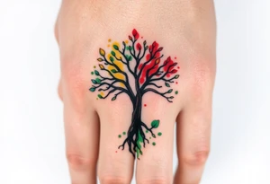 Tree of life half Jamaican colours half Irish colours tattoo idea