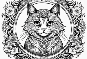 Childish cat tattoo idea