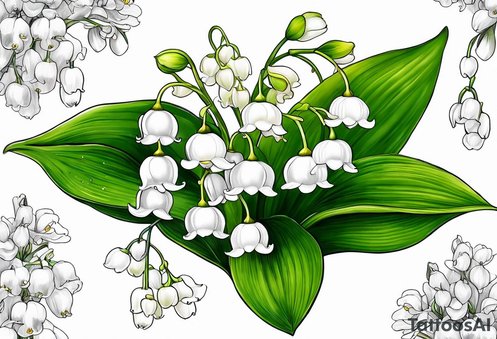 lily of the valley and belladona flowers tattoo idea