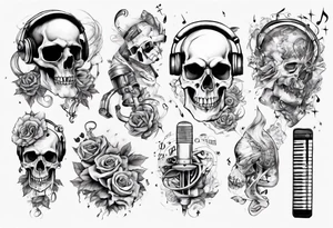 full arm. music combined with science (no skulls) tattoo idea