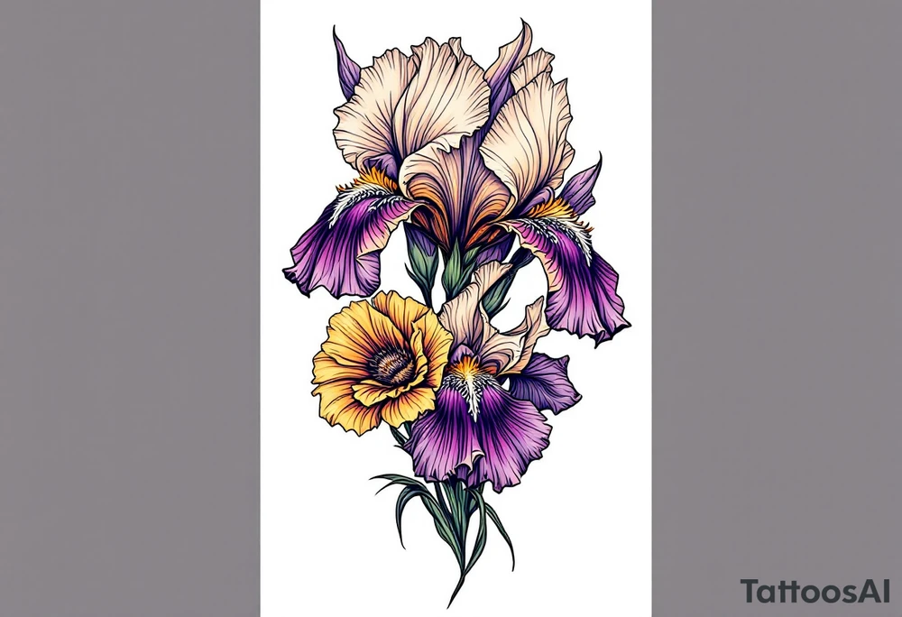 Irises flowers ornement tattoo idea