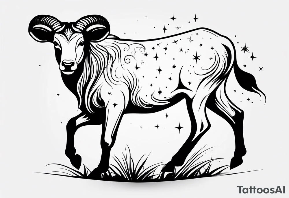 Dainty constellation aries line work tattoo idea