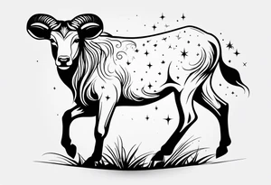 Dainty constellation aries line work tattoo idea