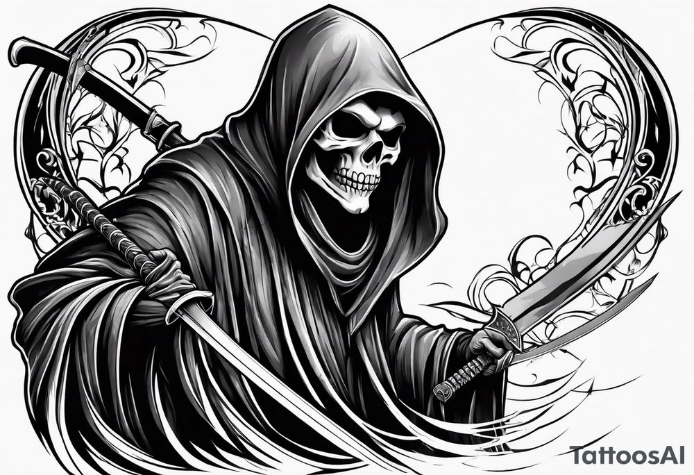 grim reaper with katana tattoo idea