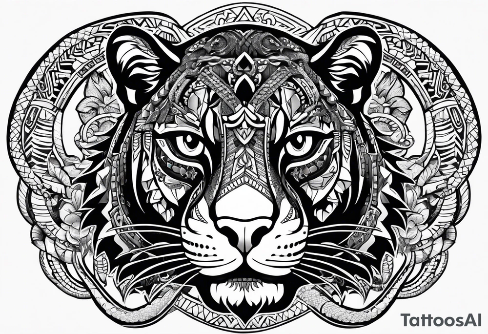 aztec black jaguar with snake tattoo idea