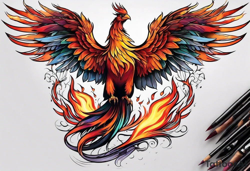 Phoenix rising from the ashes tattoo idea