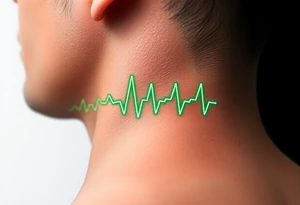 A heartbeat line forming the outline of a heartbeat monitor screen, with neon green, representing medical or life-saving connections. tattoo idea