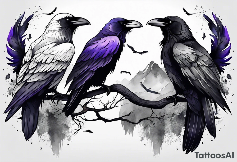 3 ravens under a wing tattoo idea