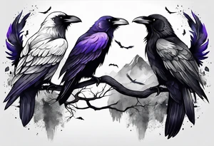 3 ravens under a wing tattoo idea