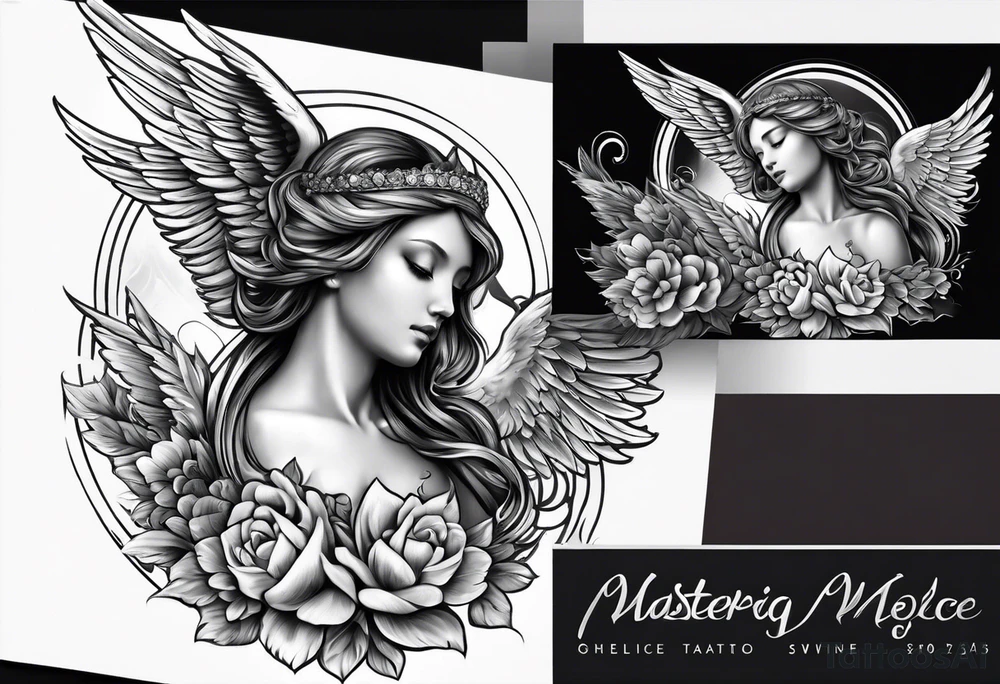 Praying angel with doves full sleeve tattoo idea