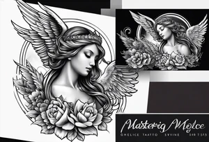 Praying angel with doves full sleeve tattoo idea
