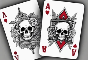 Skeleton hand holding 2 playing cards tattoo idea