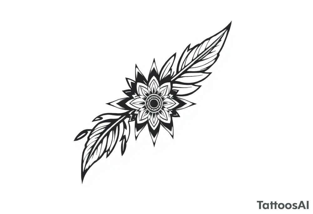 spiritual feather indian mandala shaman tattoo idea