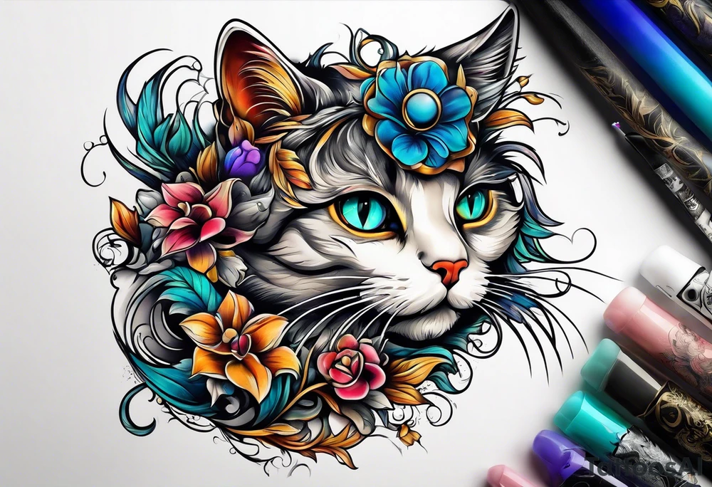 Cat playing with a mouse tattoo idea