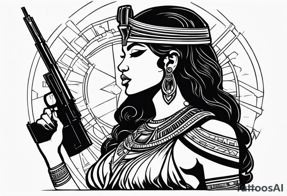 Egyptian goddess with a gun tattoo idea