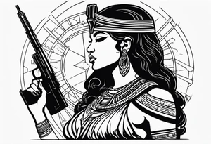 Egyptian goddess with a gun tattoo idea