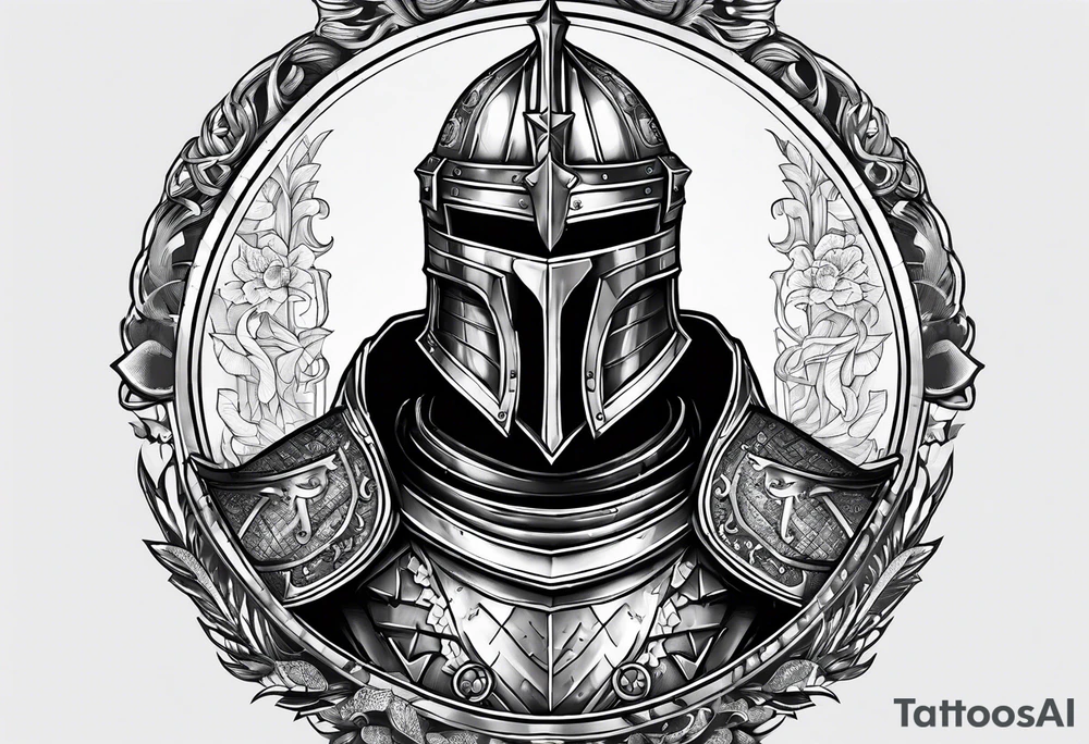 knight with heavy armor with letters RJL tattoo idea