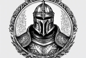knight with heavy armor with letters RJL tattoo idea