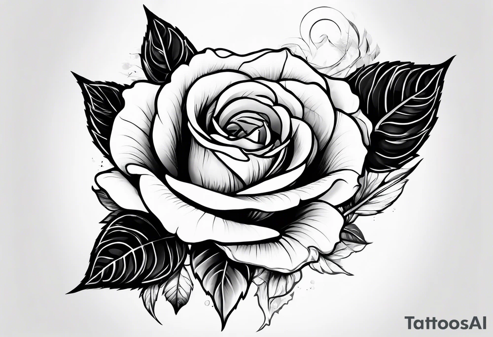 Composition of a rose with a map of the world tattoo idea