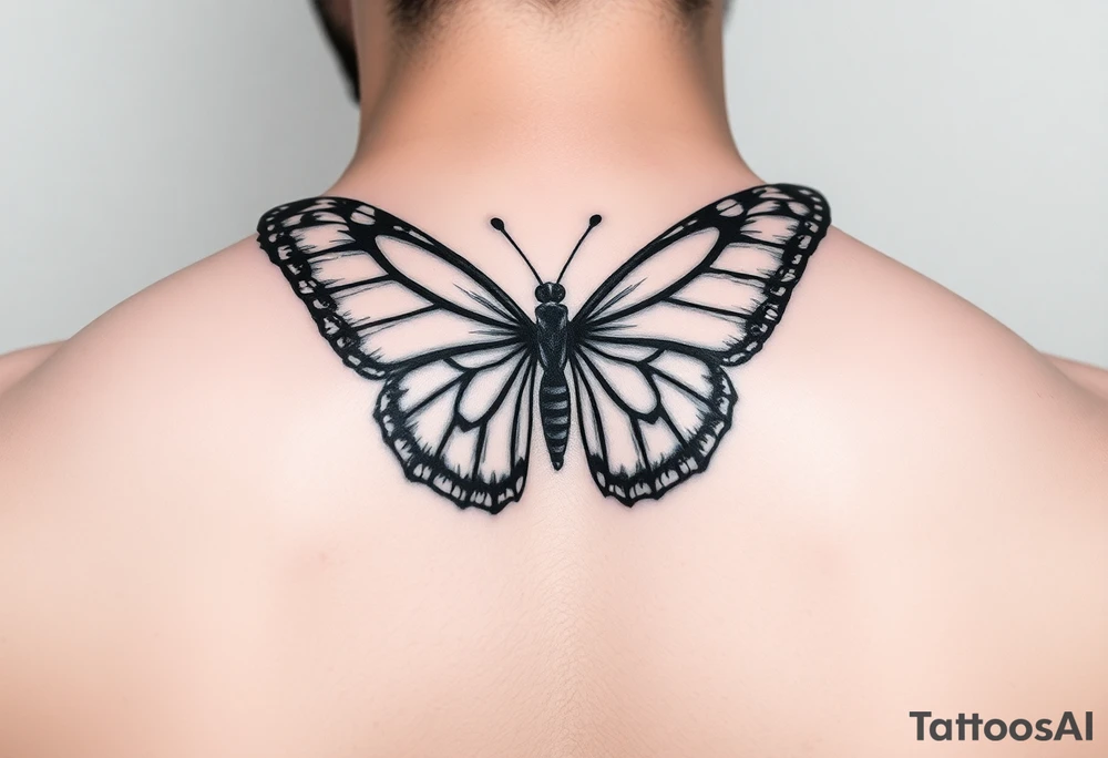 Half butterfly behind ear tattoo idea