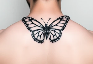 Half butterfly behind ear tattoo idea