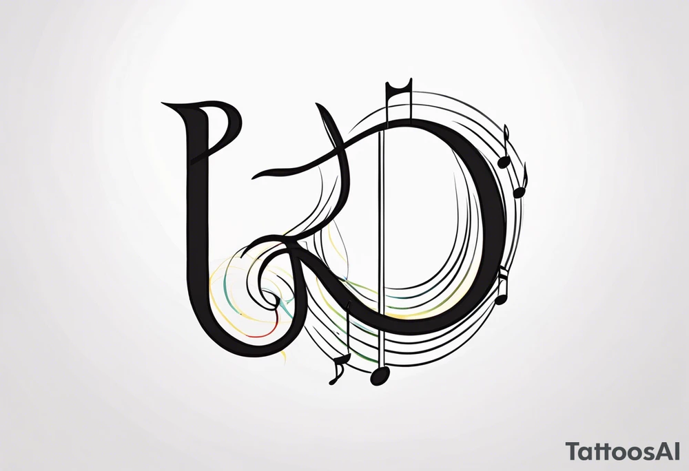 Musical notes incorporating the letters R and L tattoo idea