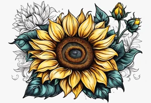 Sunflowers with three paws tattoo idea