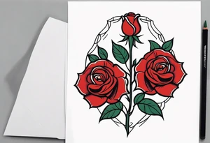 traditional style rose tattoo with the number 5 in it tattoo idea